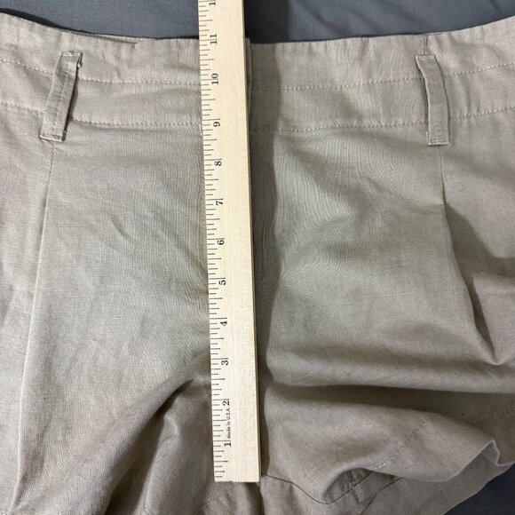 Ann Taylor Shorts Women's 14 Linen Blend High Rise Pleated Pockets 4" Inseam Tan - Picture 12 of 13